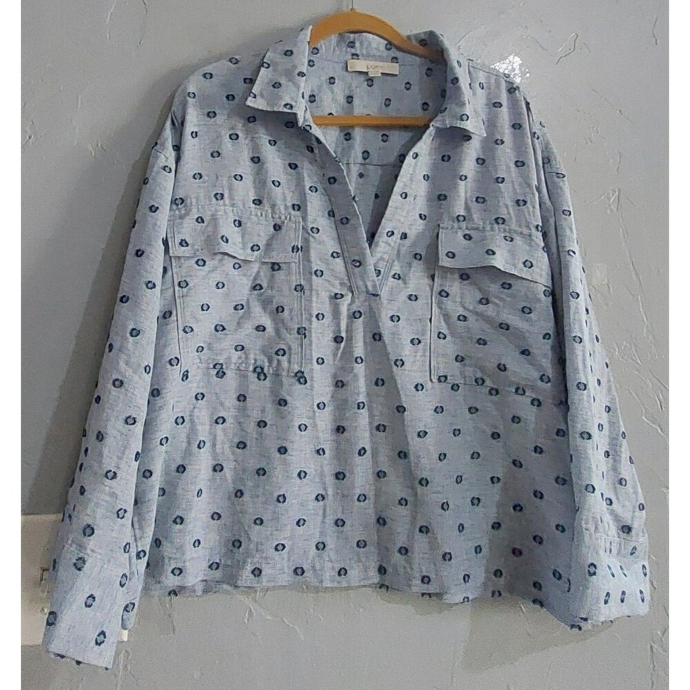 Loft Tops Blouse Crop-style, Pocker, Cotton, 22 Inch Of Armp To Armp